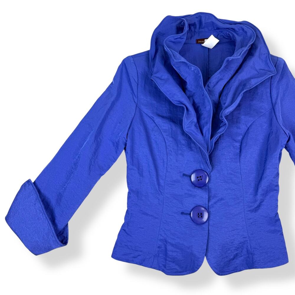 90's purple extravagant  evening fitted blouse blazer with unique double collar - Picture 10 of 16